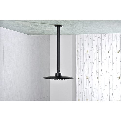 Anpean 12 Inch Shower Arm and Flange Matte Black, Ceiling Mounted Shower Arm for Rain Shower Head