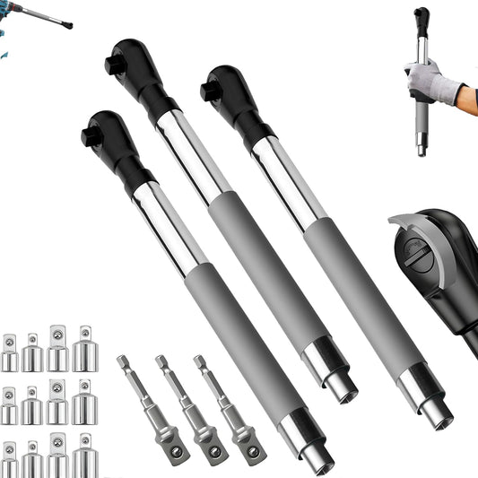Offset Extension Wrench Impact for Electric Drill, with 4 Socket Adapters and 1/2‘’ Drill Adapter, Multifunctional Chain Drive Electric Ratchet Wrench Tool for Tightening Fasteners (1pcs)