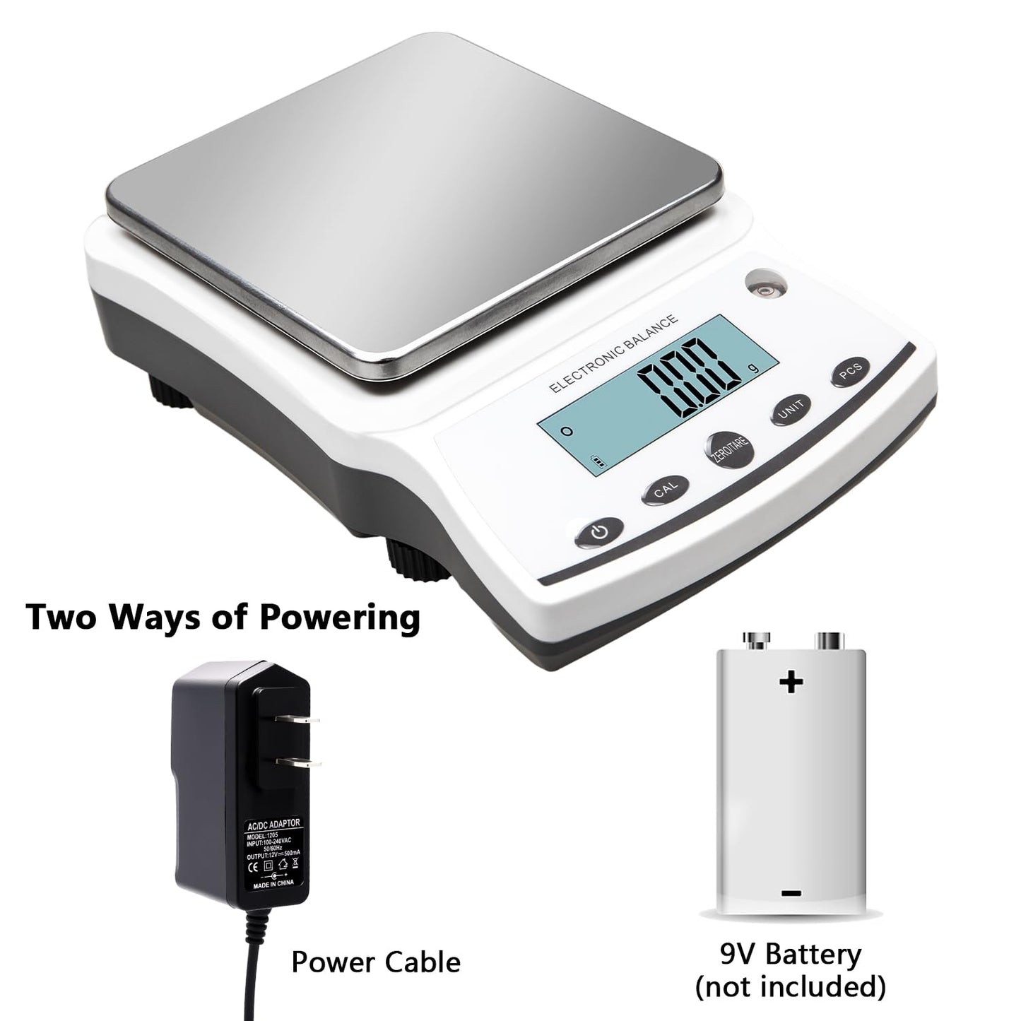 RESHY Lab Scale 5000g x 0.01g, High Precision Digital Analytical Balance with Calibration Weights, 0.01g Accuracy Scientific Gram Scale for Jewelry, Kitchen, Food, Powder, Chemical Use