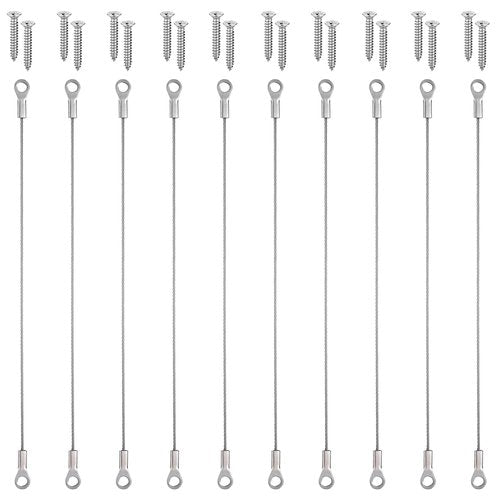 10Pcs 8 Inch Cabinet Door Restraint Door Opening Angle Protector Cabinet Hinge Limiter Stainless Steel Restraint Cable with Mounting Screws