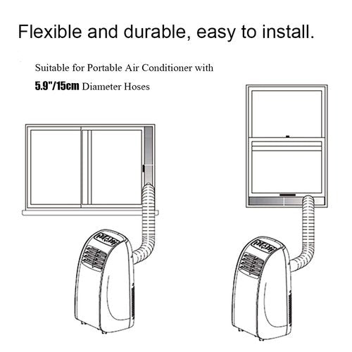Portable Air Conditioner Window Seal Kit with Coupler,Adjustable Vertical/Horizontal Sliding Window Plate for AC Unit, AC Window Vent Kit Suitable for 5.9”AC Exhaust Hose