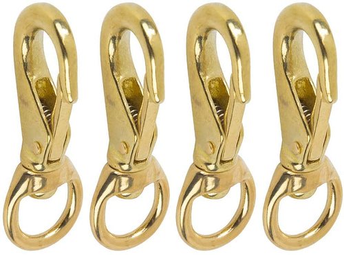 Faneta 3-1/4 inch Solid Brass Swivel Snap Hooks Clips with 3/4 inch Swivel Eye, #1, for Scuba Diving, Flag Pole, Lines, Bags, Belting, Leashes, Straps, etc. (Pack of 4)