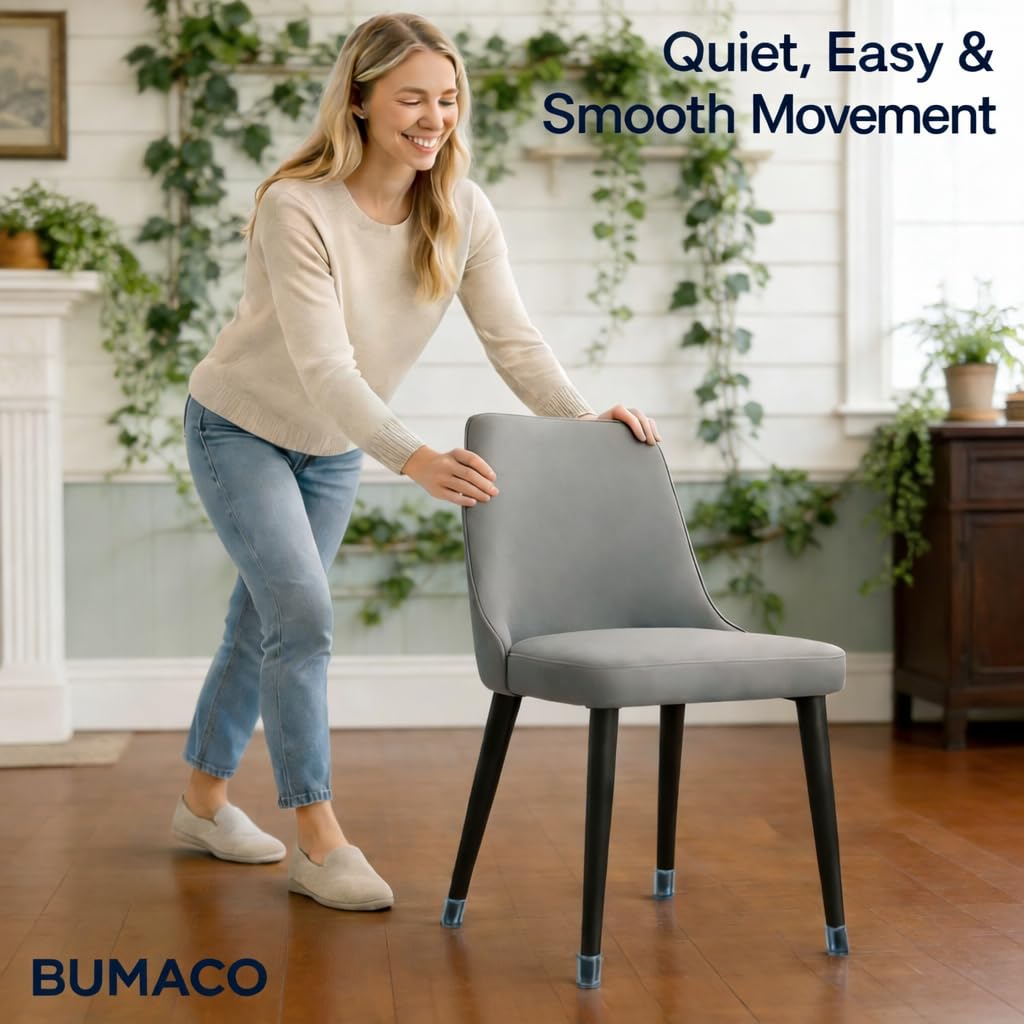 BUMACO Chair Leg Floor Protectors Rectangle Chair Leg Protectors for Hardwood Floors Silicone Pads Covers to Protect Floors(Clear-20 Pcs, Rectangle L (Fit L:1-1/2” ~ 2”,W:3/4”~1”)