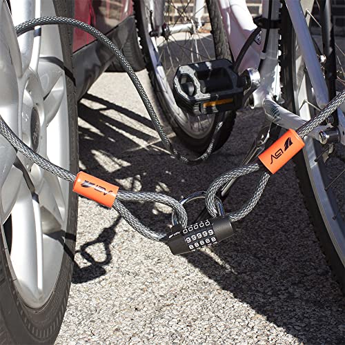 BV Heavy-Duty 15FT Braided Steel Security Cable with Loops - Weatherproof & Cut-Resistant