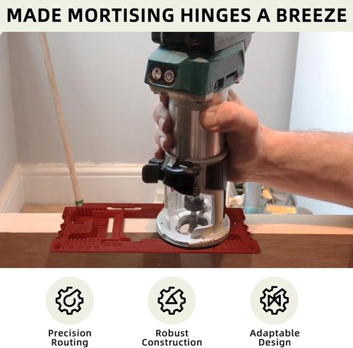 Door Jamb Hinge Jig Compatible with 8 Sizes from 2-1/2" to 6" and 5 Door Thickness from 1-3/8" to 2-1/2", Precise Efficient Hinge Installation (Red)