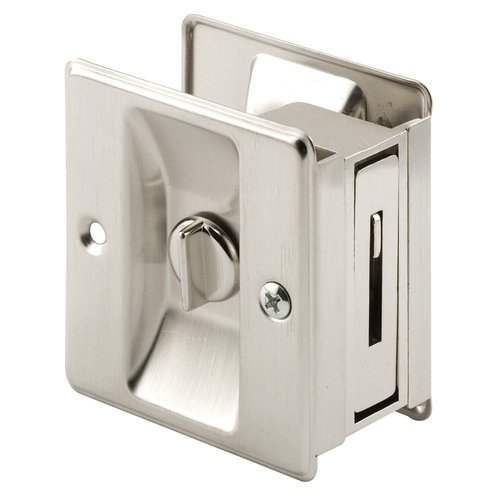 Prime-Line N 7239 Pocket Door Privacy Lock with Pull - Replace Old or Damaged Pocket Door Locks Quickly and Easily – Satin Nickel (Single Pack)