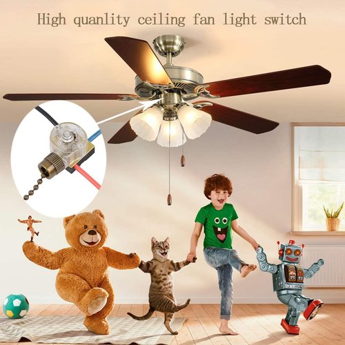 Ceiling Fan Light Switch Compatible with Hunter Ceiling Fan, Zing Ear ZE-110 Fan Switch 3 Way 3-Wire Replacement Pull Chain Switch (2 Pack, Bronze)