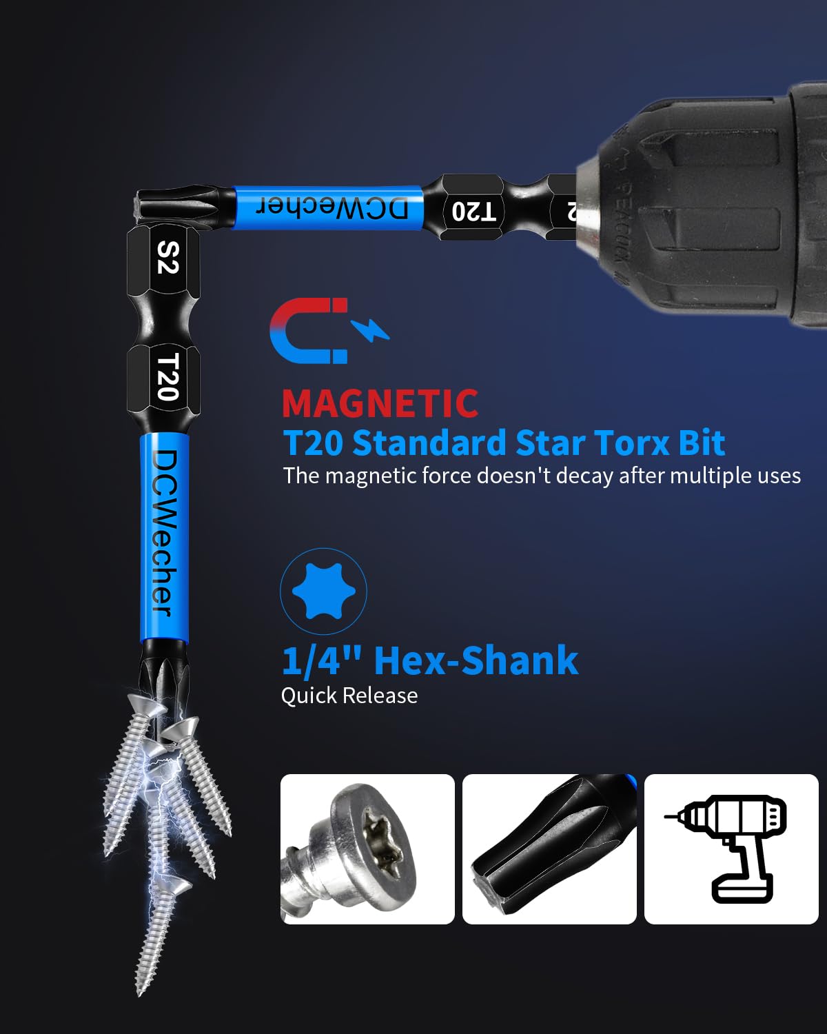 10-Pack T20 Torx Bit 2 Inch, Professional-Grade T 20 Torx Screwdriver Bits for Impact Driver, Magnetic Star Design, S2 Alloy Steel with 1/4'' Hex Shank & CNC - Machined Tips