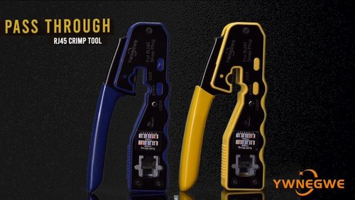 RJ45 Crimp Tool Kit Pass Through Crimper Stripper Cutter All-in-One Ethernet Crimper Tool for Cat5e Cat6 Cat6a 8P8C Pass Through Modular Plugs With 2 Replacement Blades