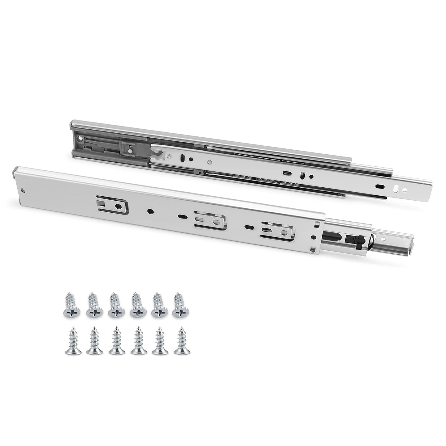Gobrico Drawer Hardware 16-inch Hydraulic Soft Self Close Drawer Slides Full Extension Ball Bearing Drawer Runners 3Folds 100 lb. 1Pair