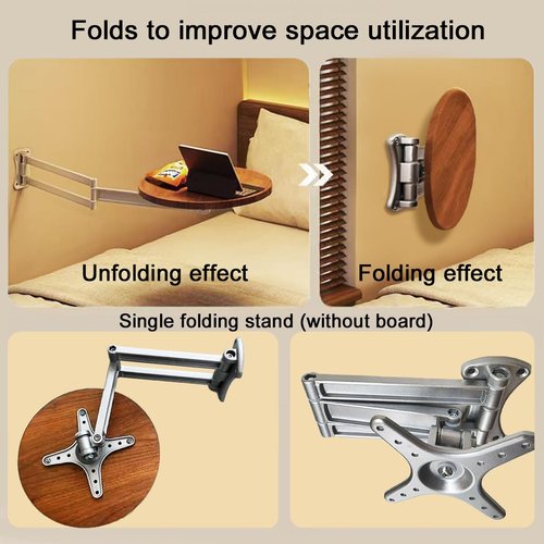 ANTEISI Bedside Shelf Wall Mount Tea Table Folding Brackets,Floating Nightstand Retractable Folding Hinges,Narrow Side Table Retractable Bracket,Suitable for Living Room,Bedroom,Study,Bathroom,Etc