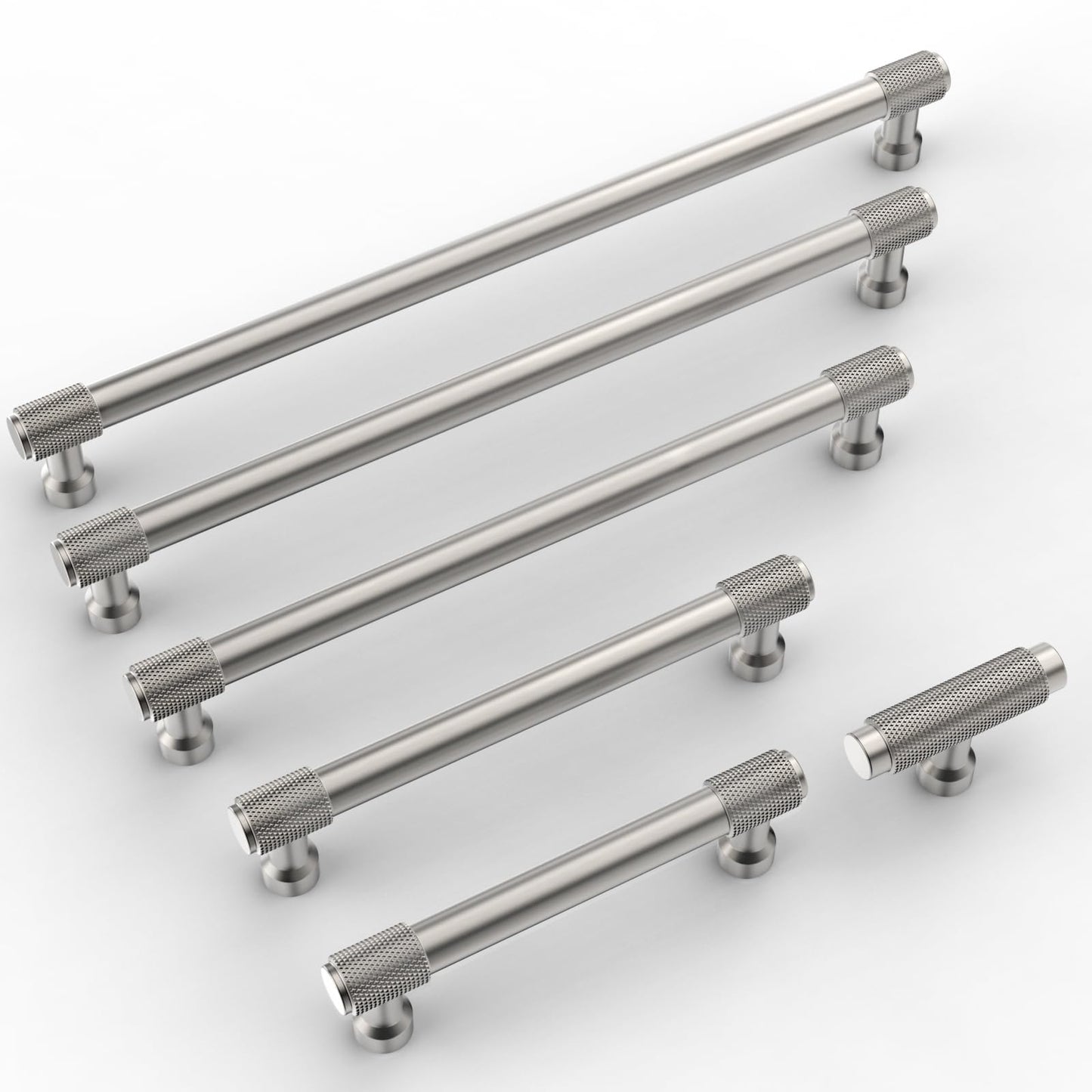 9BUILD 10 Pack Knurled Cabinet Pulls 7.5 Inch Brushed Satin Nickel Kitchen Cabinet Handles Cabinet Hardware Kitchen Handles for Cabinets Nickel Dresser Pulls Drawer Handle