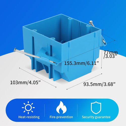 XIUTE 1Pcs Nail On 2 Gang Electrical Outlet Boxes Plastic New Work Standard Blue Switch/Outlet Wall Electrical Box 32 Cubic, ETL Certified
