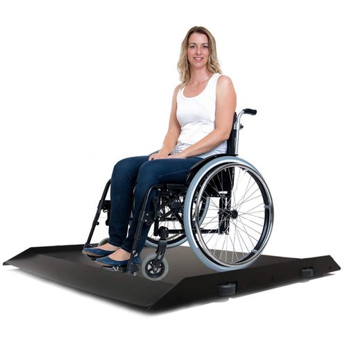 ANGEL USA Heavy Duty Digital Portable Floor Wheelchair Scale, All Metal Platform with Dual Ramp and Wheel, 2025 New Version with Protection Edge