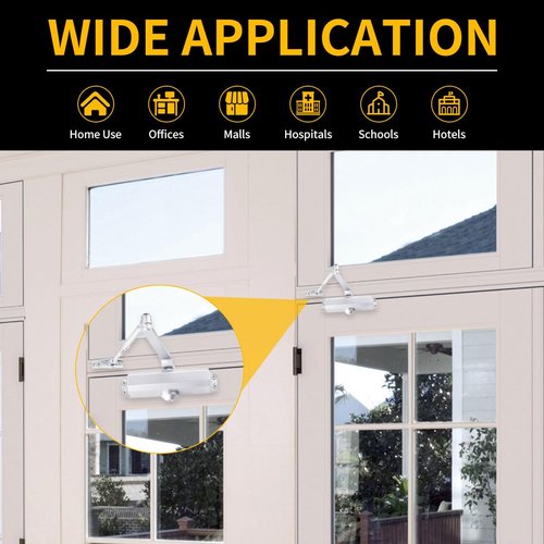 White Automatic Door Closer for Home with Hold Open, Heavy Duty Adjustable Hydraulic Door Soft Closers Residential, Auto Closing Door Mechanism Without Noise, Bear The Door Weight 55~99lb
