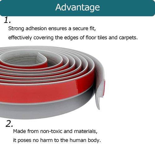 Tintvent Carpet Floor Transition Strip, Self-Adhesive Carpet to Tile Transition Edging Trim Suitable for Door Threshold/Wood Floor, Cover Height Within 5mm – Gray(10Ft)