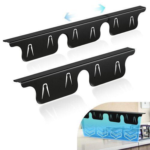 Stainless Steel Stove Gap Covers 13.8~27.5 Inch Retractable, Range Trim Kit Between Stove Top and Counter Heat Resistant & Easy to Clean Oven Gap Filler by BOGDA Black (2 Packs)