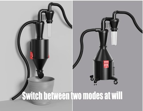 PEMEDOR 2 in 1 Dust Cyclone Collector Separation Vacuum Cleaner Wall Mounted Wheeled Modes Dust Collector Woodworking Tools Contractor Polish Pollen Ash etc Focusing Small Dust (Whole Rocket Set)