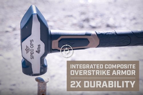 Spec Ops Tools Blacksmith Hammer, 2.5 lb Sledge hammer with Removable Soft Mallet Cap & Bi-Material Shock Absorbing & Vibration Dampening Handle, 3% Donated to Veterans, Black/Tan