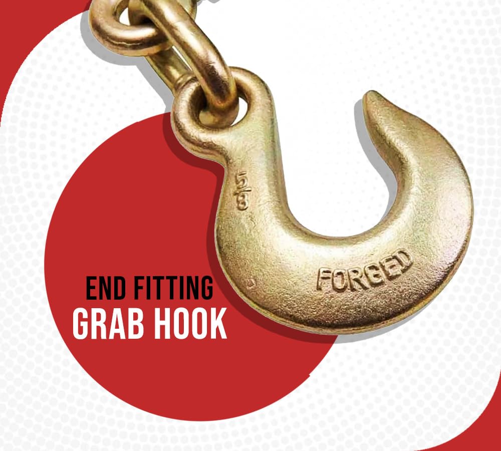 Mytee Products (4 Pack) PRO Heavy Duty Chain Specialty Binder Ratchet Style 3/8"-1/2" Grab Hook & 5/8" Slip Hook, 12,000 lbs WLL