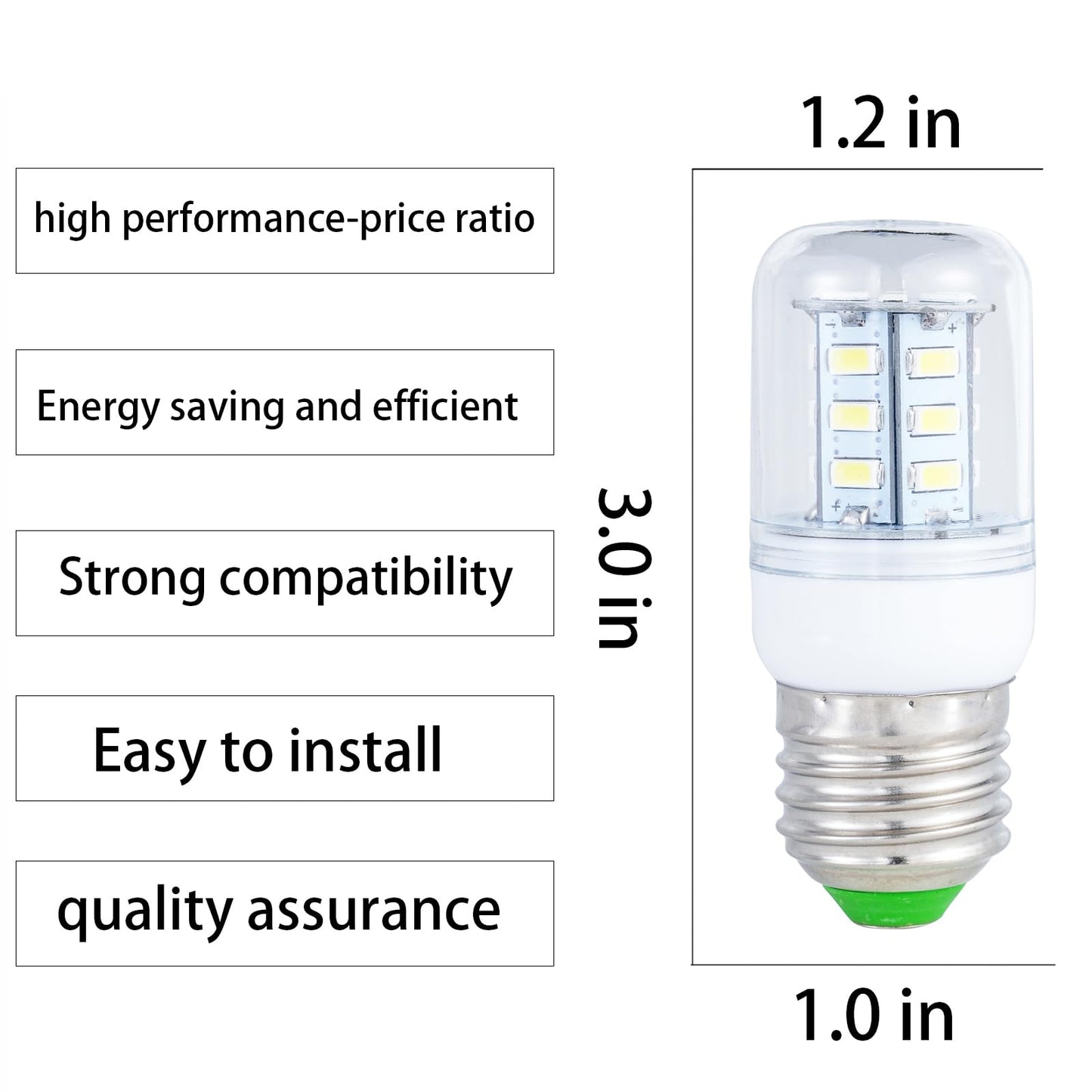 Light Bulb Frigi-daire Refrigerator FFSS2615TS5,LFSS2612TF0,LFSS2612TF4,FFSS2615TS0/o,FFSS2615TS2,LFSS2312TF4,LFSS2612TF3,FFSS2615TP0,FFSS2615TS3 kei D34I LED Bulb Replacement (White Light*2 Pcs)