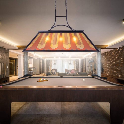 Wellmet Tiffany Style Pool Table Lamp Hanging, Billiards Light for Game Room 7' 8' 9' Pool Table, 3-Light Vintage Chandelier Lighting Fixture for Snooker Man Cave Club Kitchen Island Bar