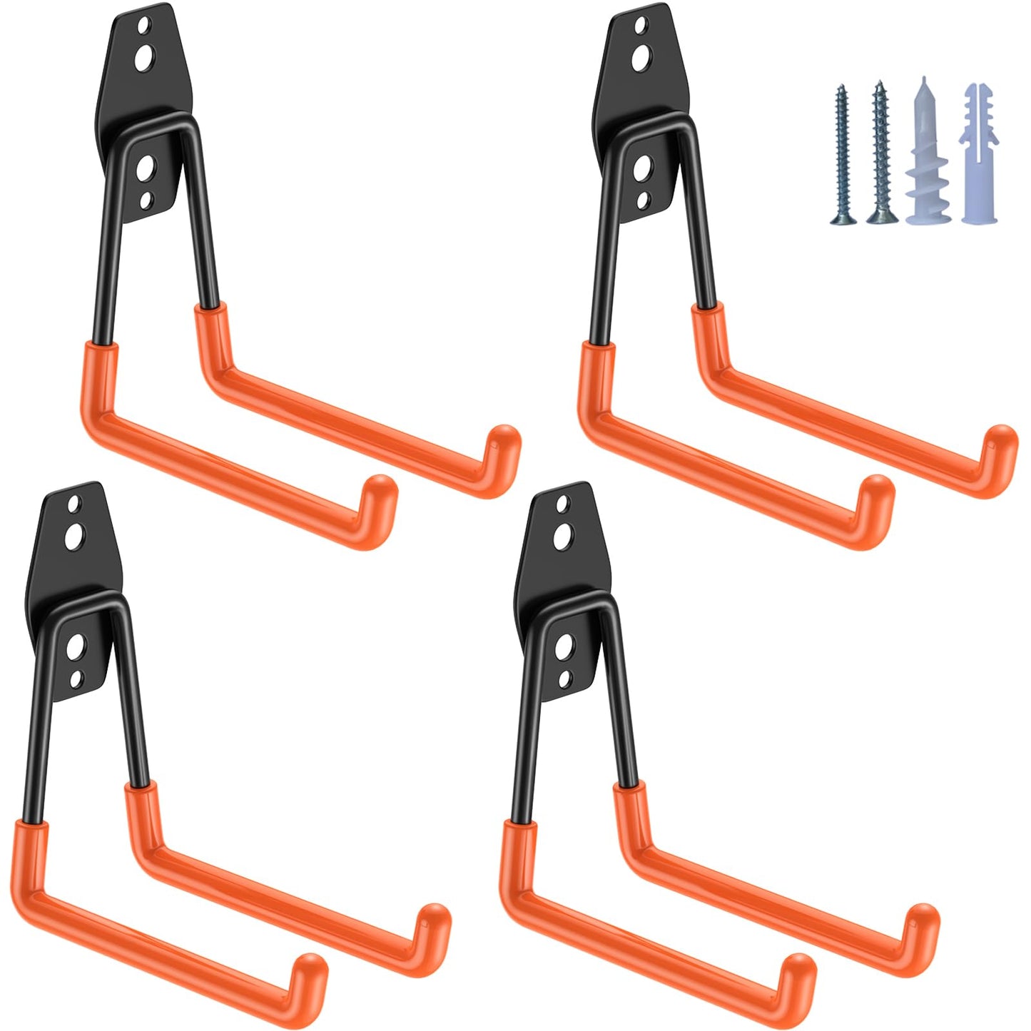HUPBIPY Heavy Duty Garage Hooks 4 Pack, 5.1 inch Medium U Shaped Hanger, Wall Mounted Storage System, Power and Garden Tool Organizer, for Hanging Ladders, Hose, Bulk Items and More