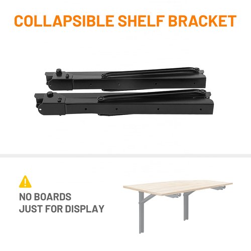 Wallmaster 24inch Folding Shelf Brackets Garage Heavy Duty Steel Max Load 500lb Floating Wall Mounted Collapsible Shelf Bracket Space Saving (Pack of 2, No Board)