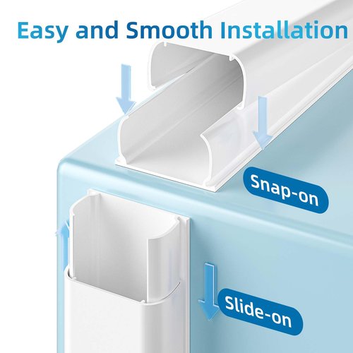 Yecaye 142in Wall Cord Hider for 3-4 Cords, On-Wall Cord Cover Channel, Cable Concealer, Cable Cover Cords Management for Home Office, W1.18in H0.63in, White