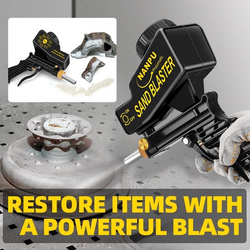 NANPU Air Sand Blaster Gun with Gravity Feed - Metal Nozzle, Plastic Body | for Paint, Rust Removal, and Glass Etching | Versatile for Aluminum, Sand, Walnut Shells, and Soda Blasting Applications