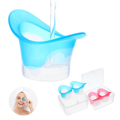 Ptwola 4 Pcs Silicone Eye Wash Bath Cups Portable Plastic Measuring Cleaner Kit Makeup Irritants Rinse Flush Cleaning Cups Tool Storage Containers for Effective Soothing Tired Eyes