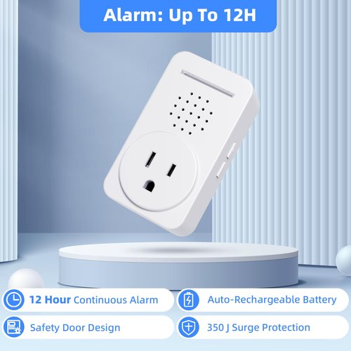 Power Failure Alarm, Super Loud 0-120dB Adjustable 6 Siren Power Outage Alarm for Freezer 12H Alert & HV/LV Alert for Freezer,Fridge, Basement,Garage