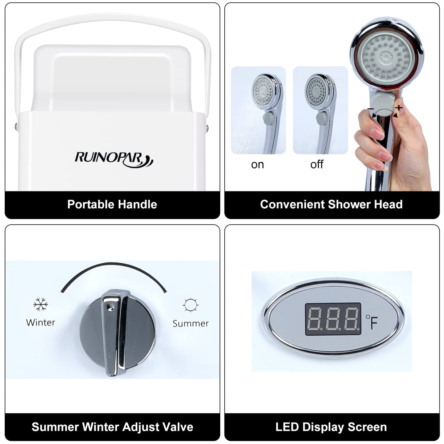 Portable Water Heater Propane Tankless - 6L 1.58GPM RV on demand Hot Gas Outdoor Digital Display Water Heater for Camping,Boat,Cabins