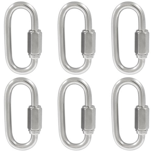 Qjaiune 6Pcs Quick Links 3/16 Inch 304 Stainless Steel D Shape Locking Quick Connector, M5 Quick Link Chain Heavy Duty Durable Chain Connector - 648lbs Capacity