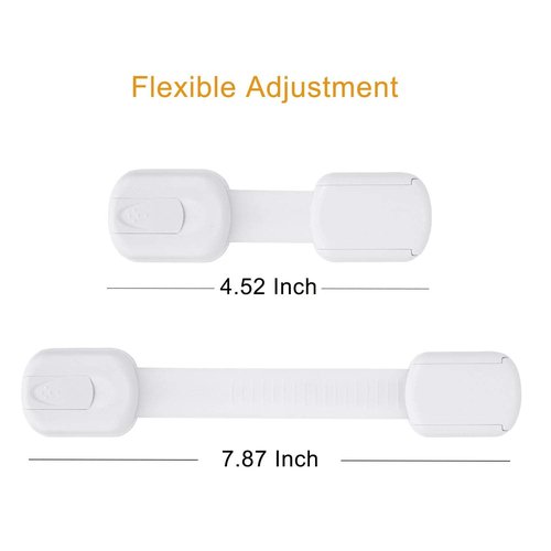12 Pack Vkania Baby Proofing Cabinet Strap Locks - Child Safety Drawer Cupboard Oven Refrigerator Adhesive Locks - Adjustable Toilets Seat Fridge Latches - Kids Proof Kit - No Drilling