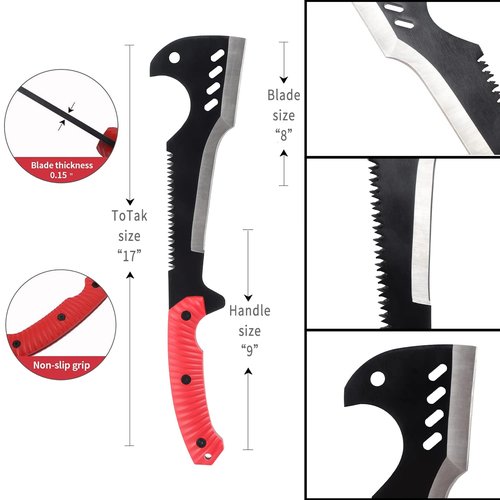 Delacour- Multi-Use Axe MacheteMachete with Nylon Sheath - Survival Machete Ideal for Camping, Fishing, Hunting, Bushcraft - Perfect Brush Axe for Surveying- Gardening Camp Outdoor
