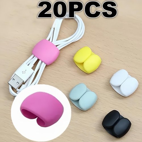 20PCS Multi-Pack Cable Storage and Organizer Clips – Versatile Wire & Charging Cable Management for Travel, Desk, and Home – Secure and Tidy Data Cable Holders