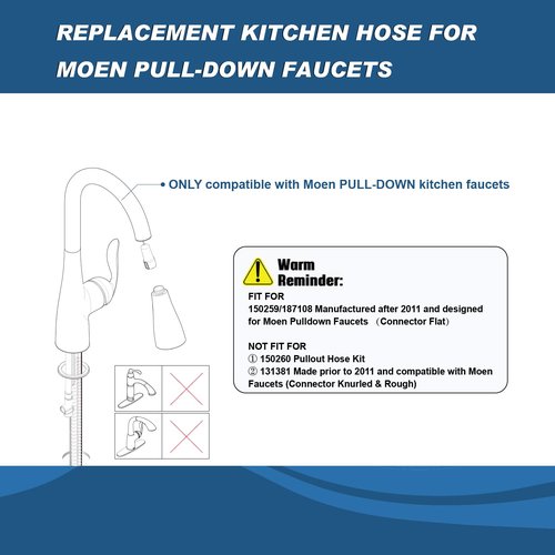 Grandiance Replacement Hose Kit for Moen Pull Down Kitchen Faucet, Compatible with Moen Kitchen Sink Faucet Replacement Part 150259/187108, 68" Quick Connect Hose