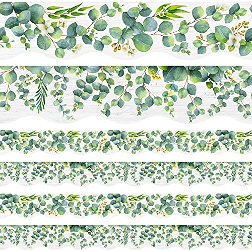 59ft Eucalyptus Boho Border Trim Bulletin Board Classroom Bulletin Wall Decor Trim Border Decor Wall Decals Tropical Leaves Greenery Wal Decoration Green (Vintage Style)