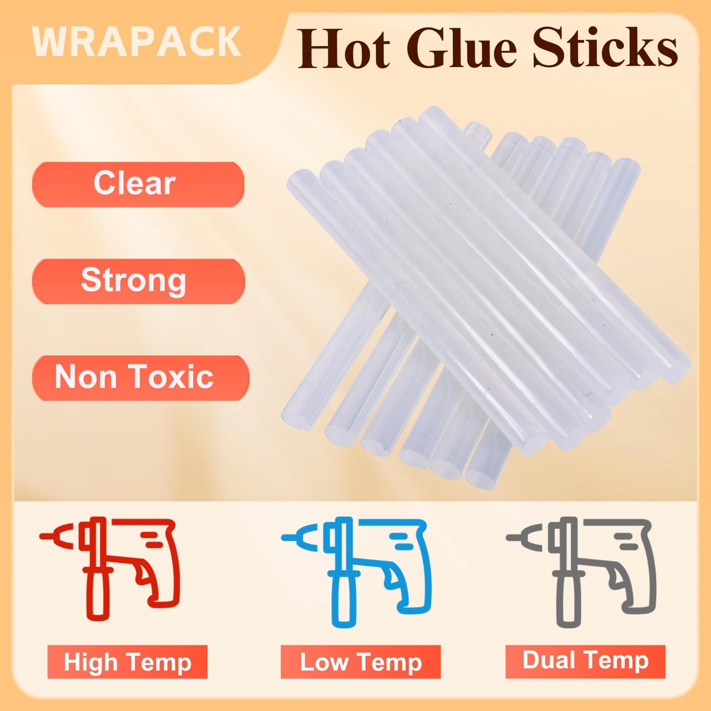 Hot Glue Sticks, Mini Glue Sticks for Glue Gun Low High Temp, Clear Small Glue Sticks Bulk for Crafts DIY and Repairs, 0.27'' x 4'', Pack of 50