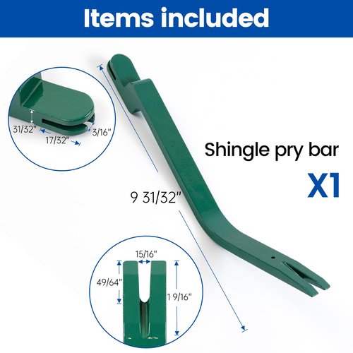 Muzata Roof Shingles Removal Tool Roofing Snake Tools Pry Bar Shingle Nail Installer Heavy Duty Nail Remover Puller for Safe Replacement Panel Installation M017
