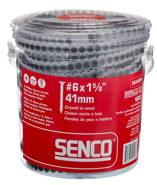 Senco 06A162P Duraspin# 6 by 1-5/8" Drywall to Wood Collated Screw (1, 000per Box)