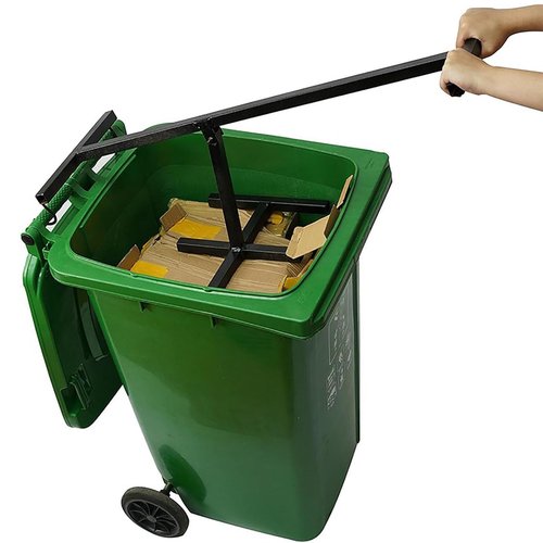 Generic Wastemate Bin Compactor, Black Iron Manual Freestanding Trash Compactor for 120/660 Litre Wheelie Bins, Reduces Volume by Up to 75%