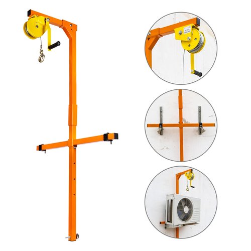 RQR Air Conditioning Crane, Hand Winch Combo, 50 FT Lifting Height Outside Installation Lifting Tool Kit, 450 LBS Load Capacity, for Mini Split, Roof Garage Installation
