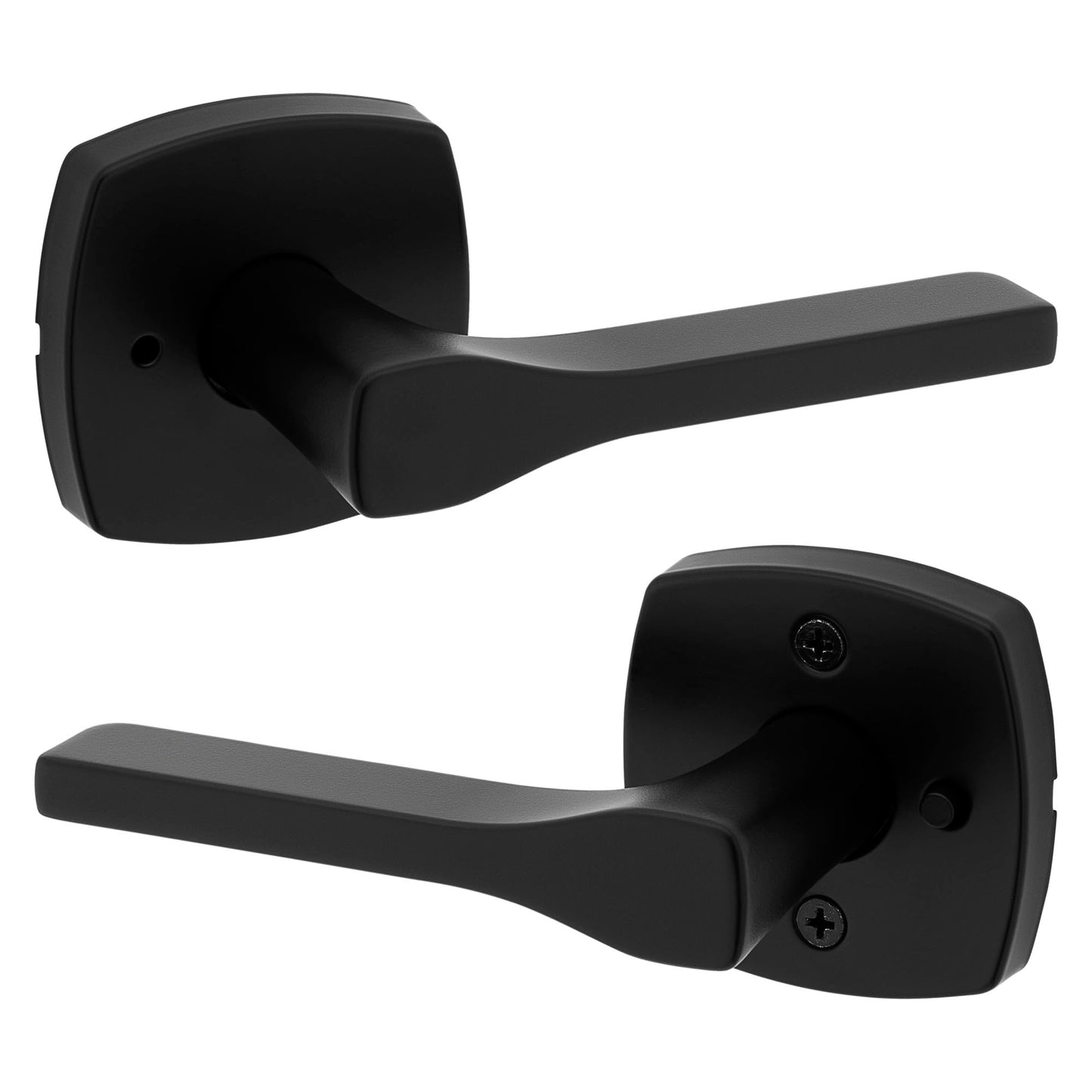Kwikset Tripoli Lever Interior Privacy Door Handle with Lock, Door Lever For Bathroom and Bedroom, Matte Black Reversible Keyless Turn Lock, with Microban Protection