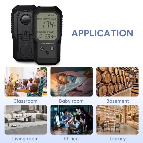 Radon Detector Air Quality Meter for Home, Portable Radon Tester Indoor Collection Test Kit Gas Analysis Monitor