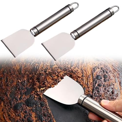2 Pack Stove Scraper for Tough Case - Wide Using Stainless Steel Scraper for Stove BBQ Grill Kitchen - Scraper for Cleaning Stove Top, Cooktop, Oven, Glass Scraper