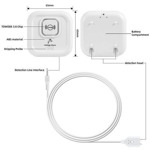 100dB Smart Water Sensor Alarm Water Leak Detectors for Home, with App Remote Monitor and Detection Lines, Wireless Tank Level Monitor for Basement,Kitchen,Bathroom (3pack)