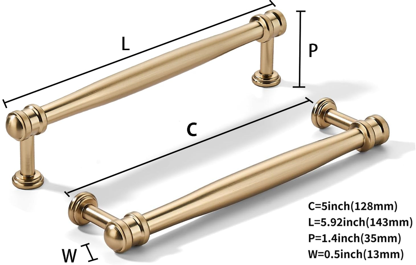 khtumeware 10 Pack 5inch(128mm) Hole Center Champagne Bronze Cabinet pulls Honey Bronze Solid Heavy-Duty Tradition Kitchen Cabinet Handle Cabinet Hardware for Dressing Table Bathroom Pull