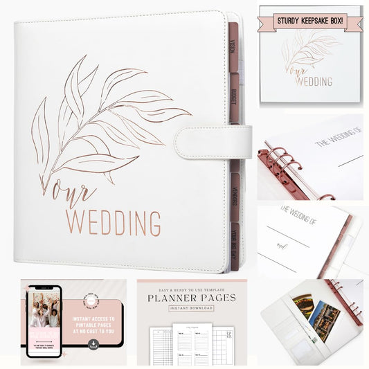 Wedding Planner Book and Organizer for Bride - Perfect Engagement Gift for Newly Engaged - Future Mrs Wedding Planning Binder with Rose Gold Accents, Tabs, Checklists - Bride to Be Gift